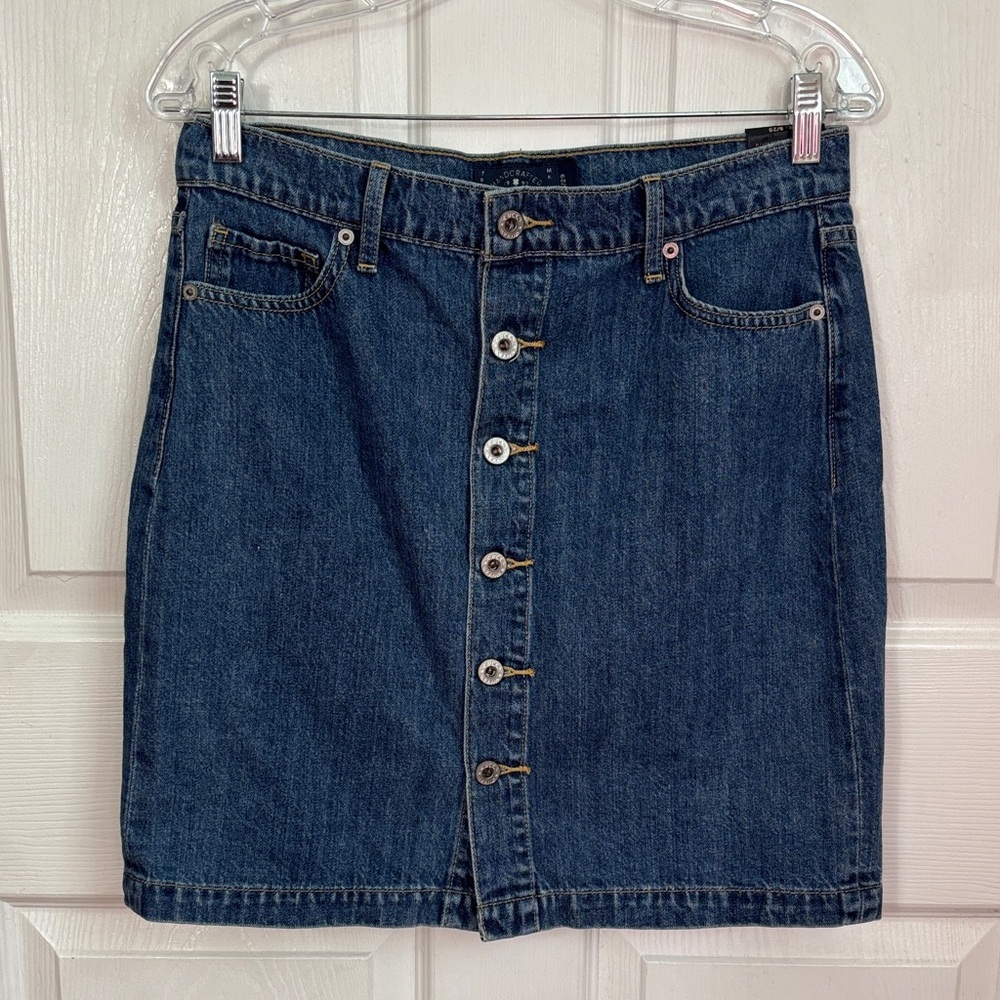 Lucky Brand Dark Blue Button-Front Denim Skirt